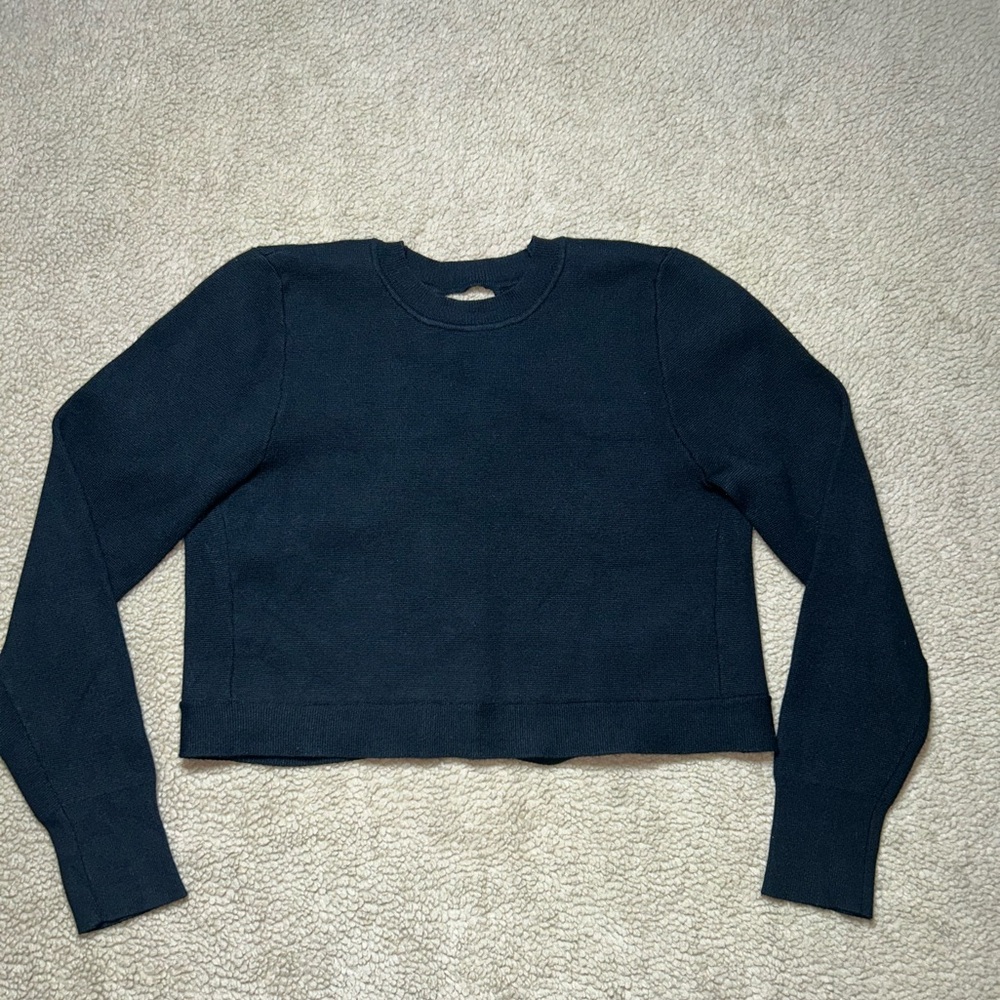 Abercrombie & Fitch black cropped sweater open tie back women’s Medium